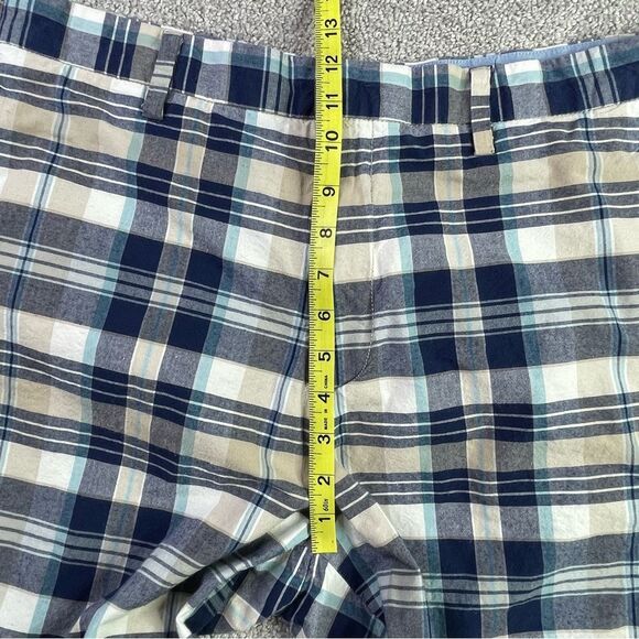 Nautica Shorts Men's 34 Blue Plaid Pockets Flat Front Casual Cotton Summer - Picture 10 of 13